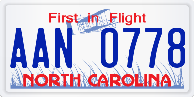 NC license plate AAN0778