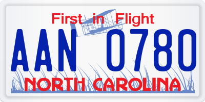 NC license plate AAN0780