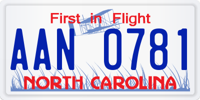 NC license plate AAN0781