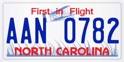 NC license plate AAN0782