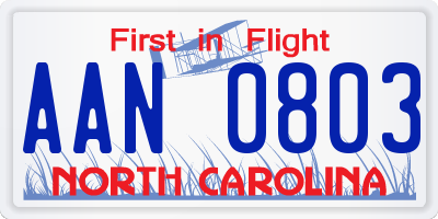 NC license plate AAN0803