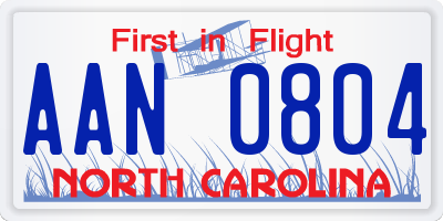NC license plate AAN0804