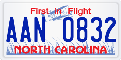 NC license plate AAN0832