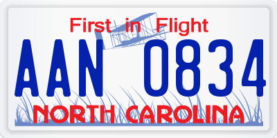 NC license plate AAN0834