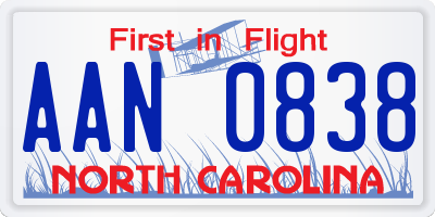 NC license plate AAN0838