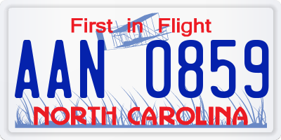 NC license plate AAN0859