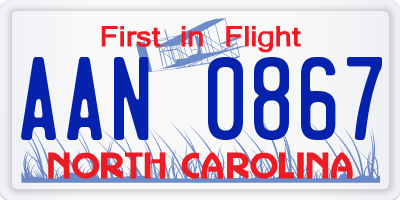 NC license plate AAN0867