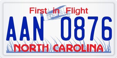 NC license plate AAN0876