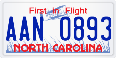 NC license plate AAN0893