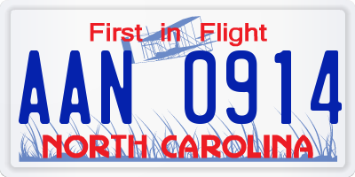 NC license plate AAN0914