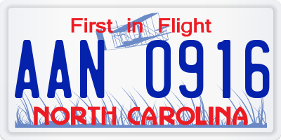 NC license plate AAN0916