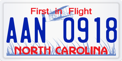 NC license plate AAN0918