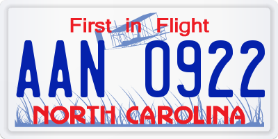 NC license plate AAN0922