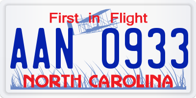 NC license plate AAN0933