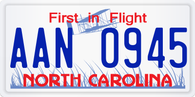 NC license plate AAN0945