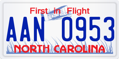 NC license plate AAN0953