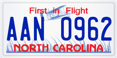 NC license plate AAN0962