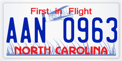 NC license plate AAN0963