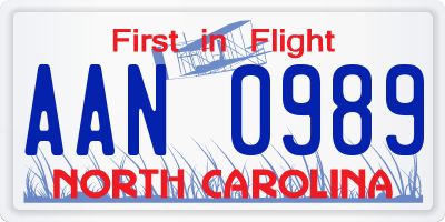 NC license plate AAN0989