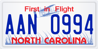 NC license plate AAN0994
