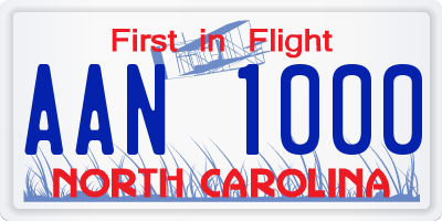 NC license plate AAN1000
