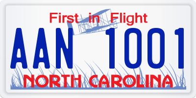 NC license plate AAN1001