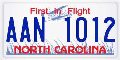NC license plate AAN1012