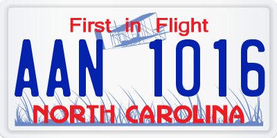 NC license plate AAN1016