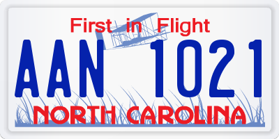 NC license plate AAN1021