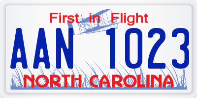 NC license plate AAN1023