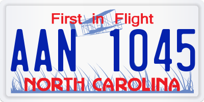 NC license plate AAN1045
