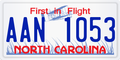 NC license plate AAN1053