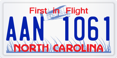 NC license plate AAN1061