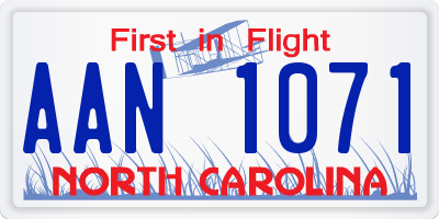 NC license plate AAN1071