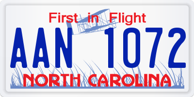 NC license plate AAN1072