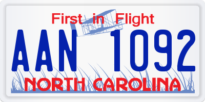 NC license plate AAN1092