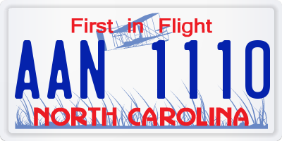 NC license plate AAN1110