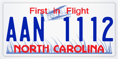 NC license plate AAN1112