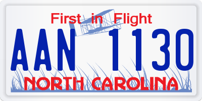 NC license plate AAN1130