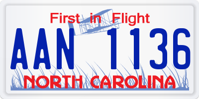 NC license plate AAN1136