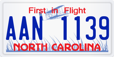 NC license plate AAN1139