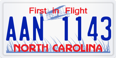 NC license plate AAN1143