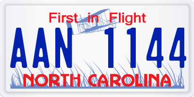 NC license plate AAN1144