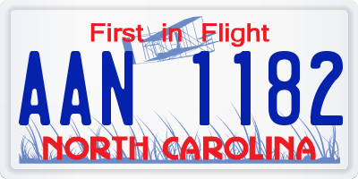 NC license plate AAN1182