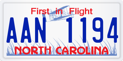 NC license plate AAN1194