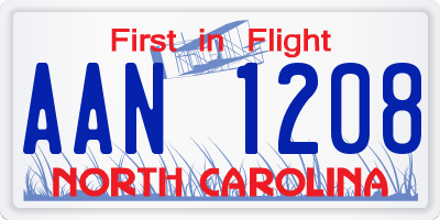 NC license plate AAN1208