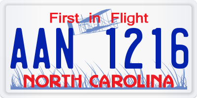 NC license plate AAN1216