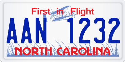 NC license plate AAN1232