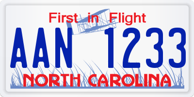 NC license plate AAN1233