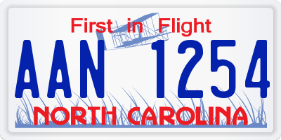 NC license plate AAN1254